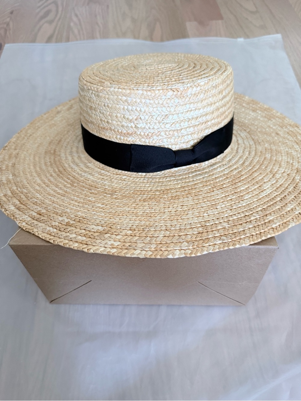 Lack Of Color The Spencer Wide Brimmed Natural Straw Boater with Black Band